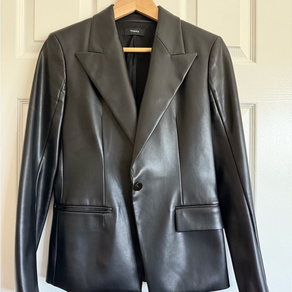 Theory Dark Faux Leather Jacket